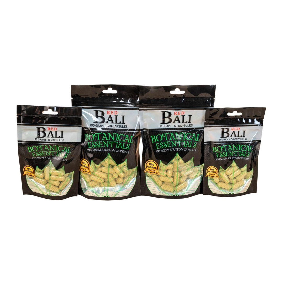 BE Bali Red Capsules Group 15g, 30g, 60g, and 100g Packs - Kratom City