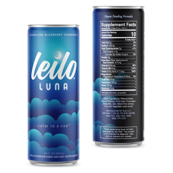 Leilo Luna Sparkling Blueberry Chamomile Kava Drink - Kratom City