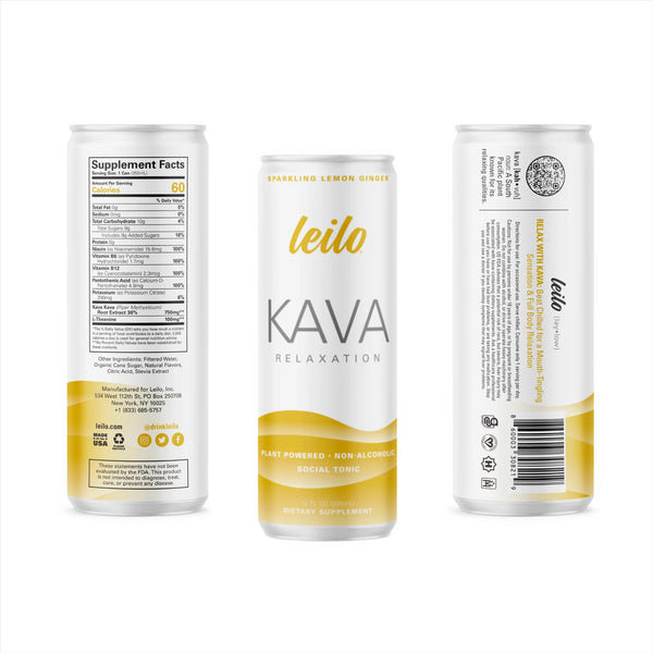 Leilo Kava Sparkling Lemon Ginger - Kratom City