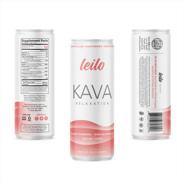 Leilo Sparkling Raspberry Hibiscus Kava Drink - Kratom City