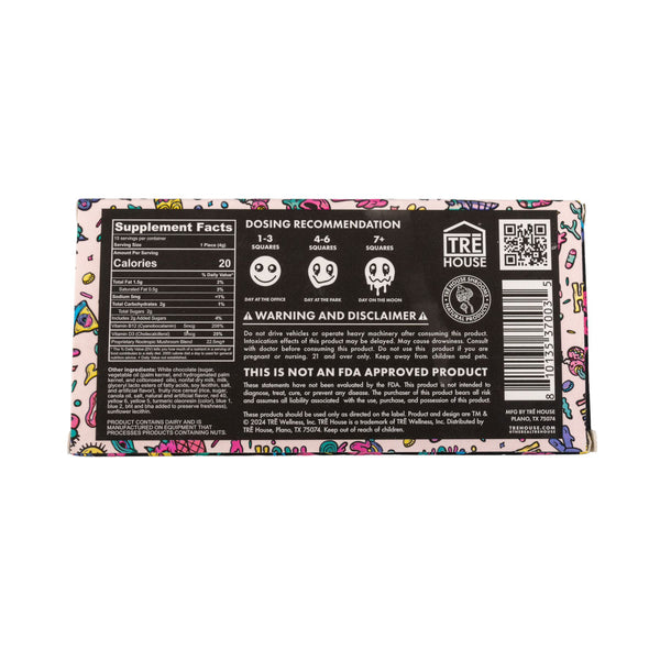 TREHouse Mushroom Fruity Cereal Chocolate Bar Back of Packaging - Kratom City